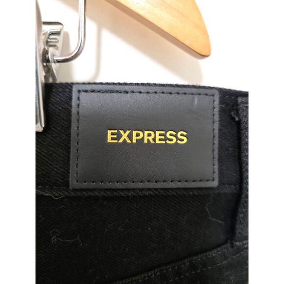 Express Womens Modern Straight Super High Rise Distressed Black Jeans Size 14S C - Picture 5 of 11
